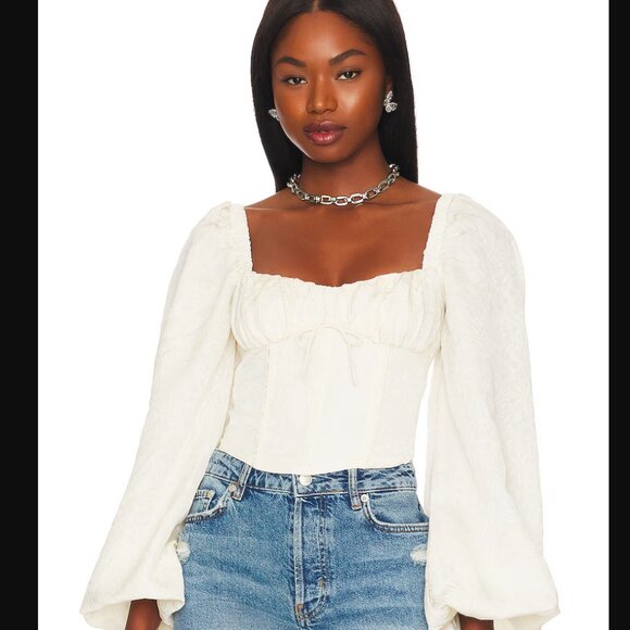 For Love and Lemons Top Cream Floral‎ Crop Janet Corset Coquette - Picture 1 of 16